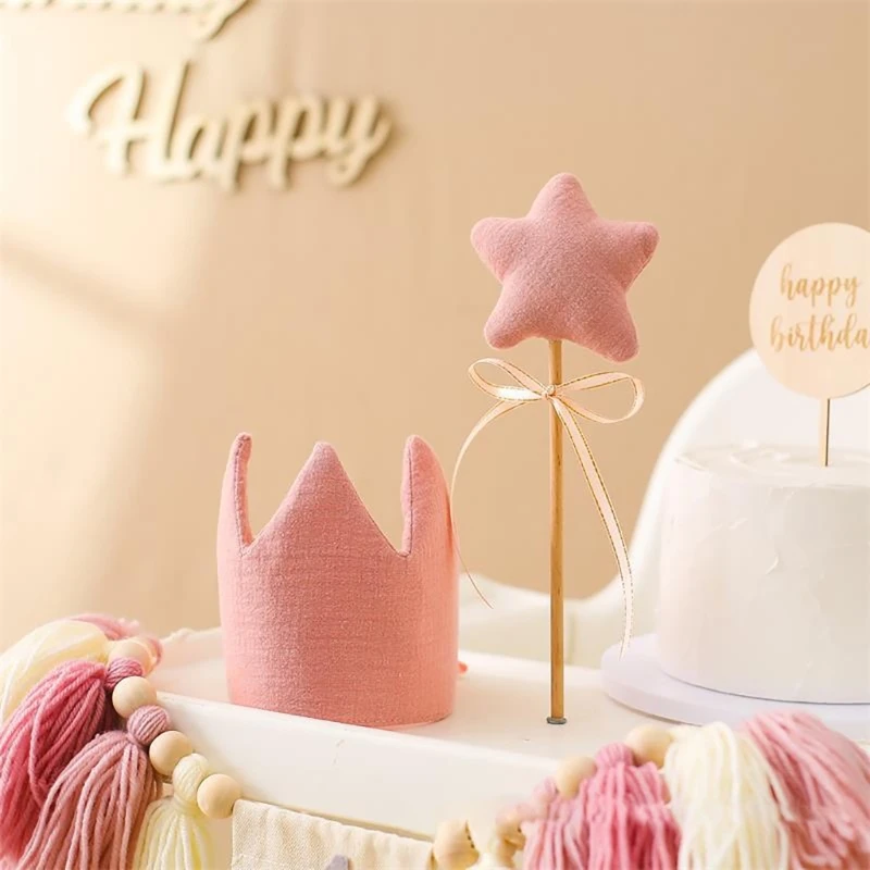 Conjunto de sombrero de fiesta de cumpleaños para bebé, diadema de corona, varita mágica, pancarta de juguete, pastel, accesorios de fotografía para fiesta, regalos para bebé