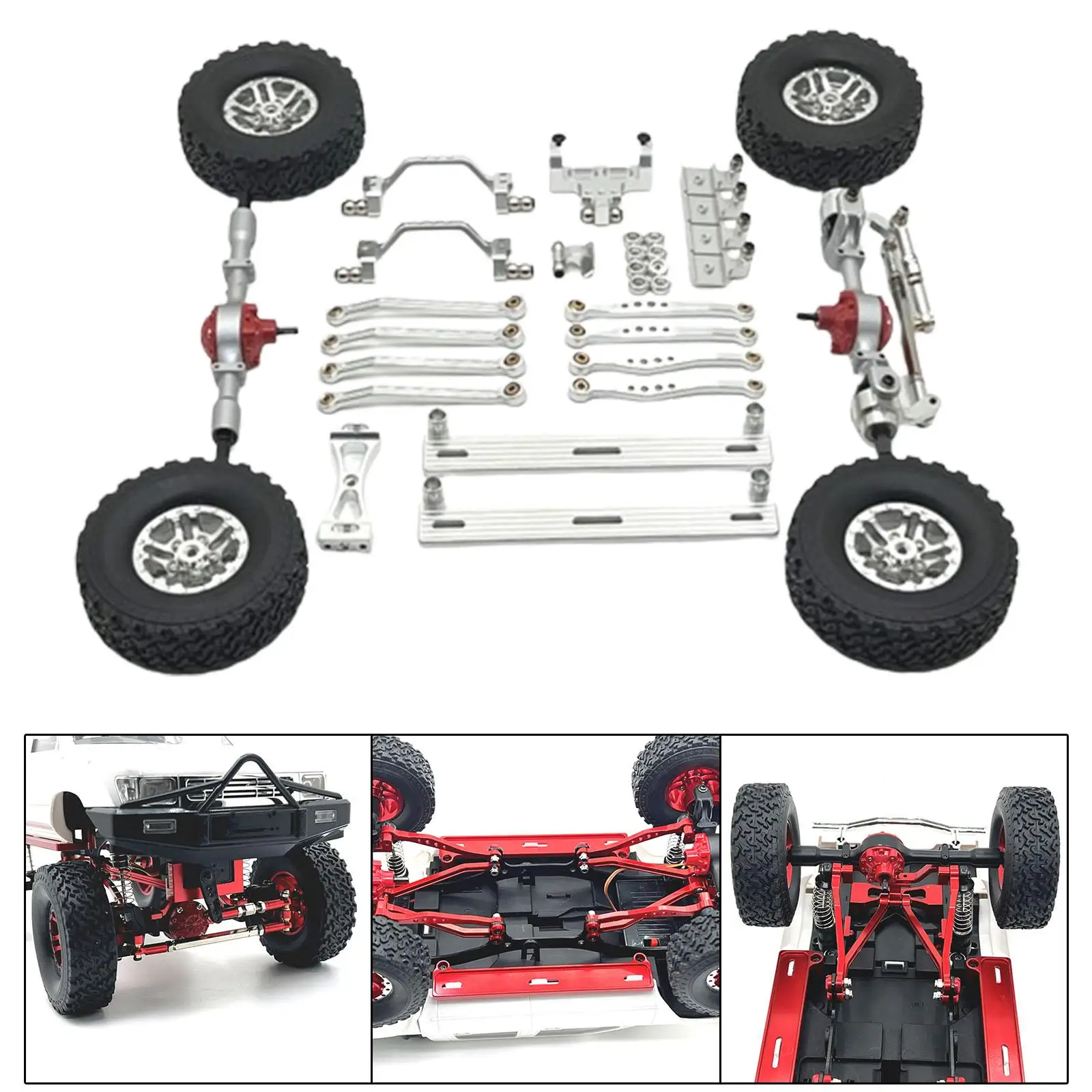 1/16 RC Upgrades Kit Repair Part Steering Rod Tie Metal Shock Mount Part Upgrades Kit for C64 RC Car DIY Accessories Model Truck