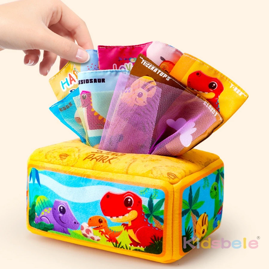 Caja de pañuelos sensorial Montessori para bebé - imagen 3