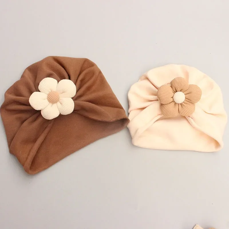 2 unids/set gorro y calcetines para bebé recién nacido conjunto de calcetines de tubo medio con flores bonitas + gorro de turbante gorros indios suaves regalo para bebé de 0 a 12m - imagen 4