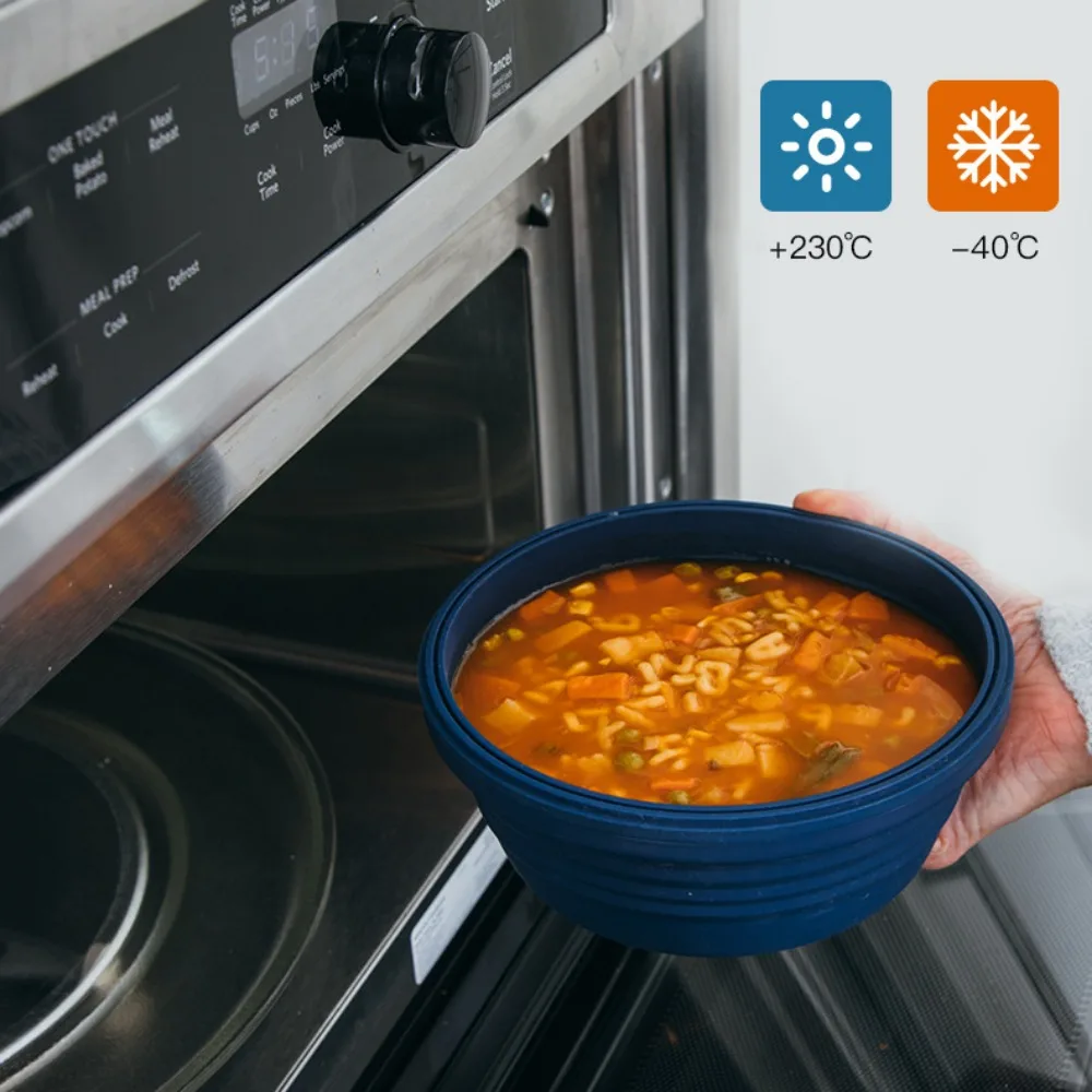 Cuenco de silicona para aperitivos y ensaladas, fiambrera plegable portátil multifunción para niños, oficina, viaje, esencial al aire libre, Picnic - imagen 5