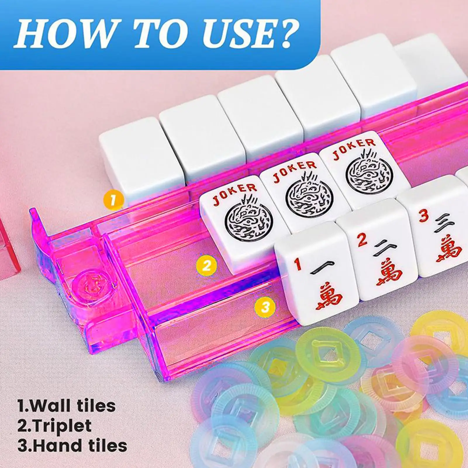 Estantes de Mahjong, 4 piezas, suministros para juegos de mesa, soporte acrílico para azulejos de Mahjong para mujeres, familia, principiante, joven, niño, Bar, fiesta, Carnaval - imagen 4