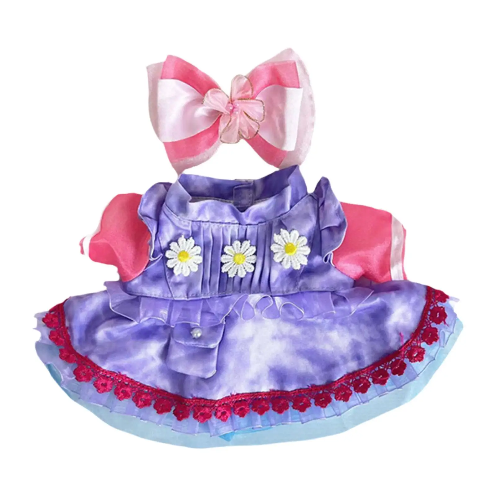 Set of 2 Dress and Bow Hairpin for 38cm Dolls, Ideal for New Year Gifts
