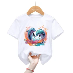 Camiseta infantil manga corta delfín acuarela - estilo verano