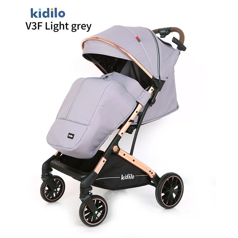 Cochecito Kidilo de alta vista para sentarse y tumbarse, cochecito de bebé plegable ligero, cubierta de pie gruesa - imagen 4