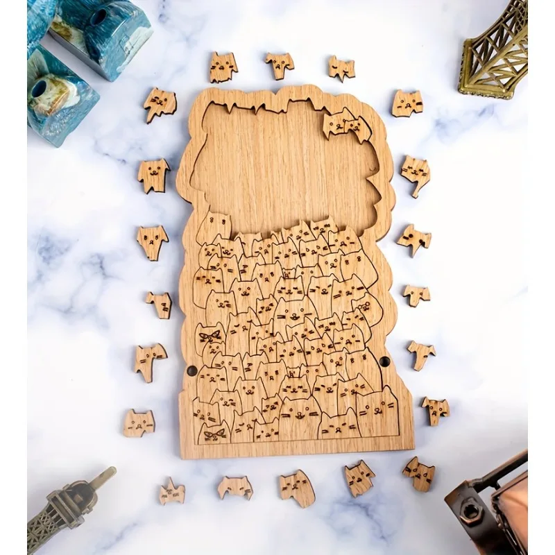 Puzzle de madera con gatos educativo para niños y adultos - imagen 5