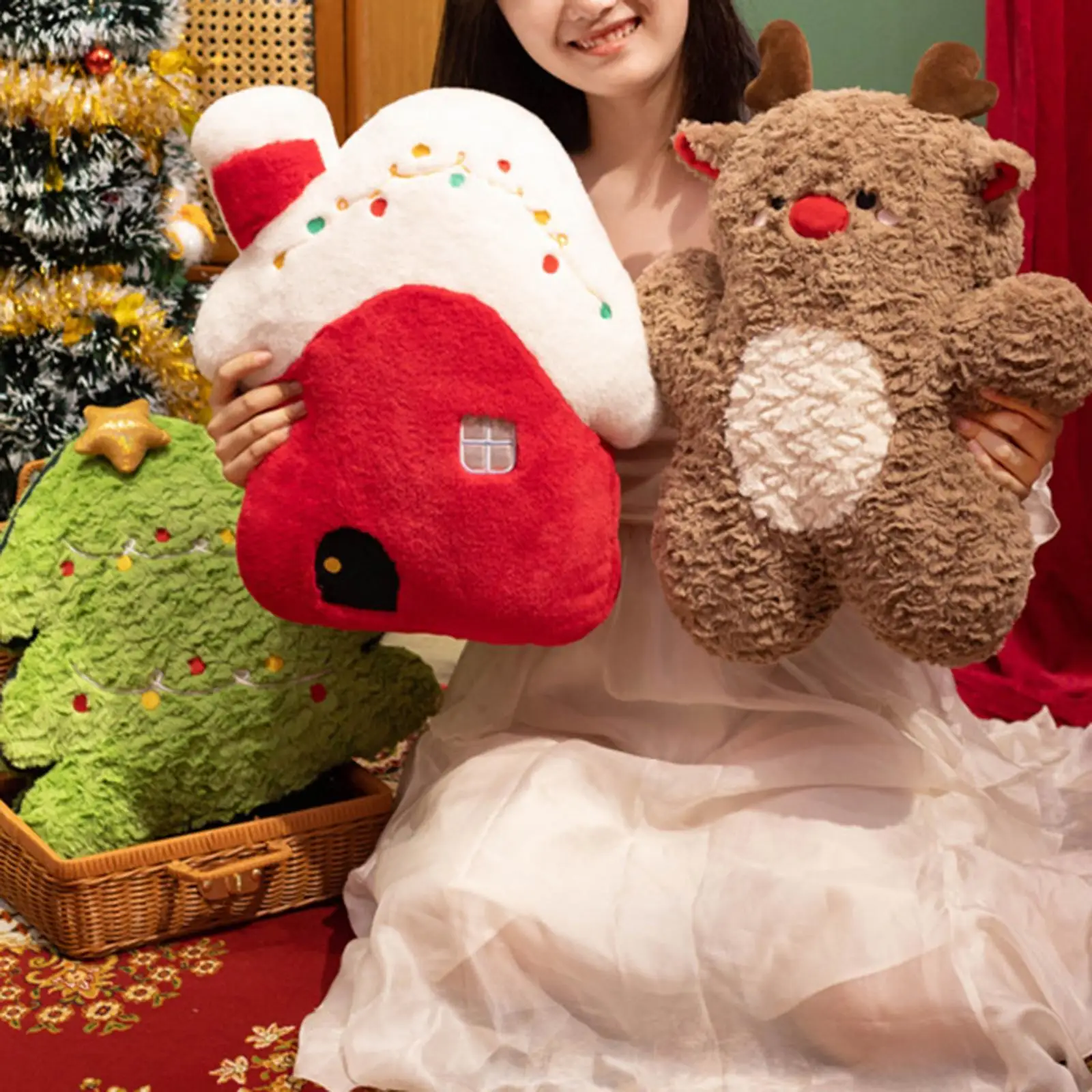 Christmas Plush Toy Play Ornament 45cm Stuffed Animal Decoration Imaginative Play for Xmas Gift Anniversary Party Home Festival