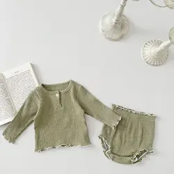 Conjunto bebé dos piezas manga larga y pantalón corto - primavera