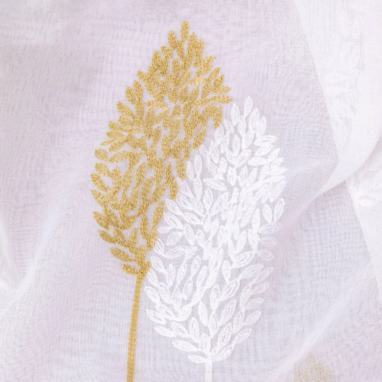 1 unidad de cortinas de hilo de tul transparente Guaze para puerta bordada para dormitorio, cortina de planta de hoja Simple americana para ventana de sala de estar - imagen 3