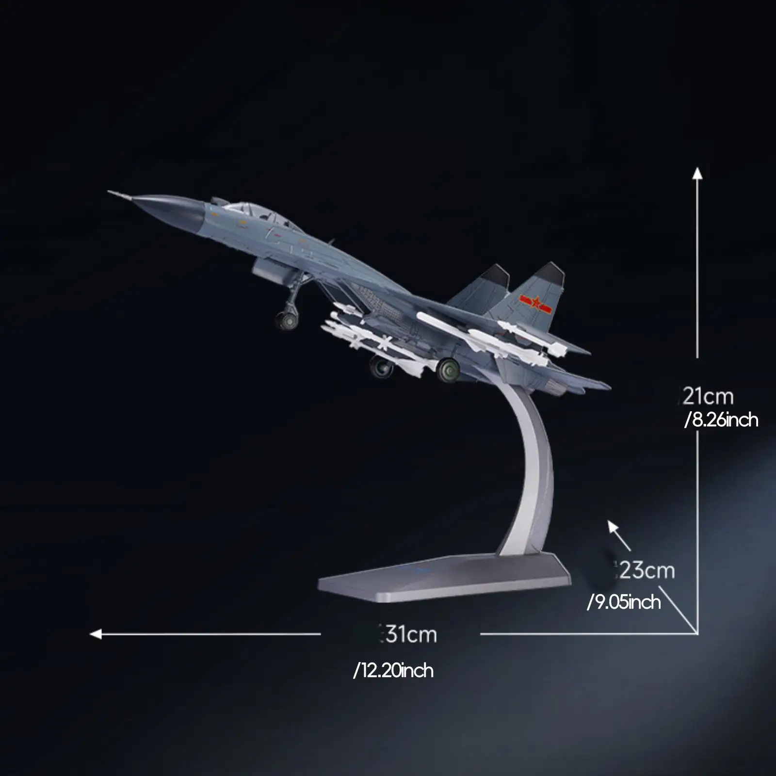 1: 72 Chinese J11 Fighter Aircraft Model with Stand 12x9x8.2inch Miniature Multifunctional Airplane Collection Aviation Souvenir