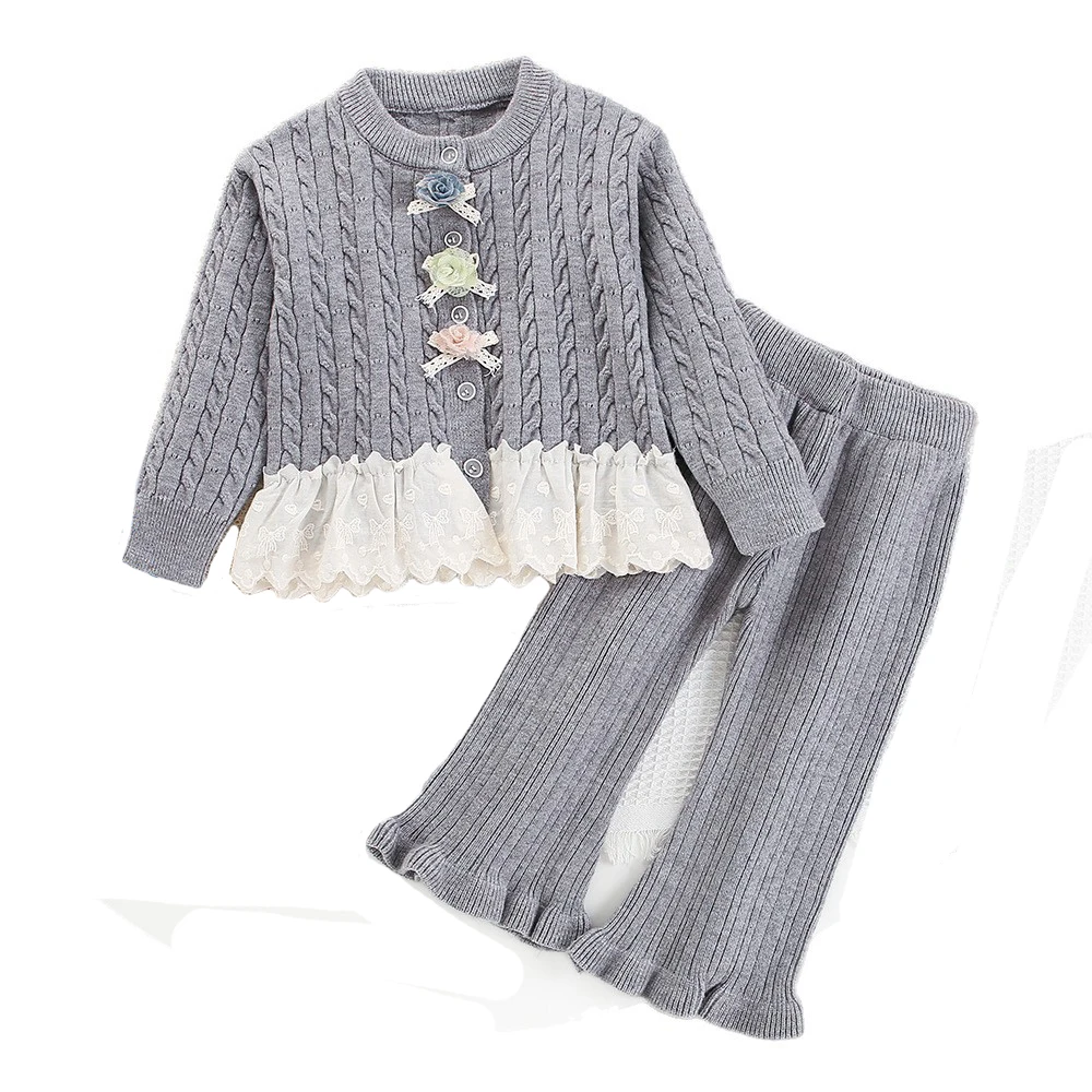 Conjunto MILANCEL cárdigan floral de punto con pantalón para niña - imagen 4