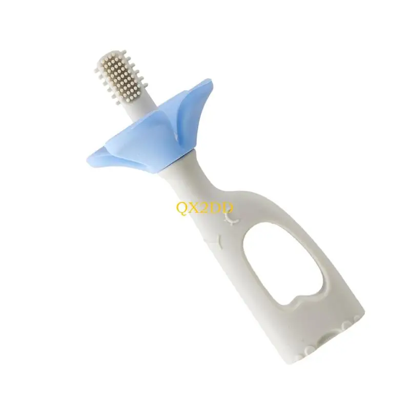 QX2D cepillo dientes silicona para bebé, mordedor doble propósito con tema elefante, higiene dental - imagen 5