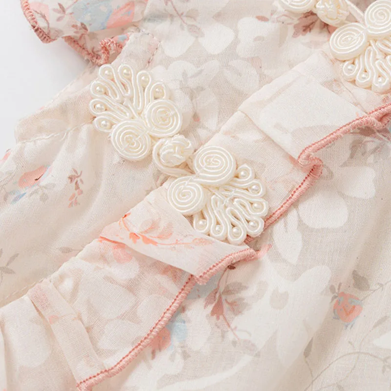 Conjuntos de 2 piezas de ropa de verano para niña, monos de algodón sin mangas con flores bonitas de estilo chino, monos, artículos para recién nacidos B155 - imagen 5