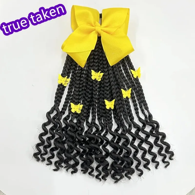 Extensión de cabello trenzada con cuentas y lazo para niñas negras - imagen 2