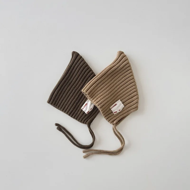 Gorro triangular para bebé, gorro tejido térmico a prueba de viento con protección para los oídos para bebé, gorro suave de invierno para fotografía de recién nacido - imagen 3