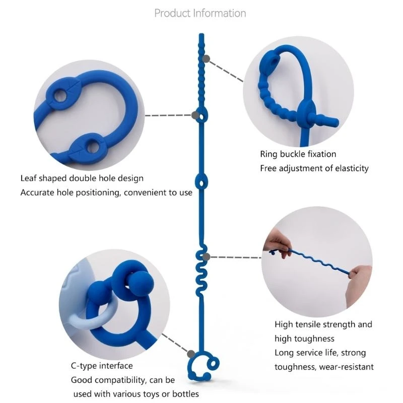 M76C Clip para chupete bebé, cadena mordedor silicona, cadena para chupete infantil, regalo - imagen 5