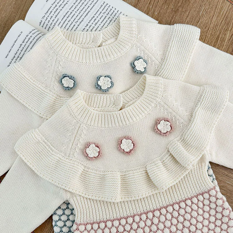 MILANCEL, nuevo peleles de otoño para bebé de 3 a 24M, franjas de diferente Color, mono tejido para niñas, bonito mono coreano de una pieza para niños pequeños - imagen 5