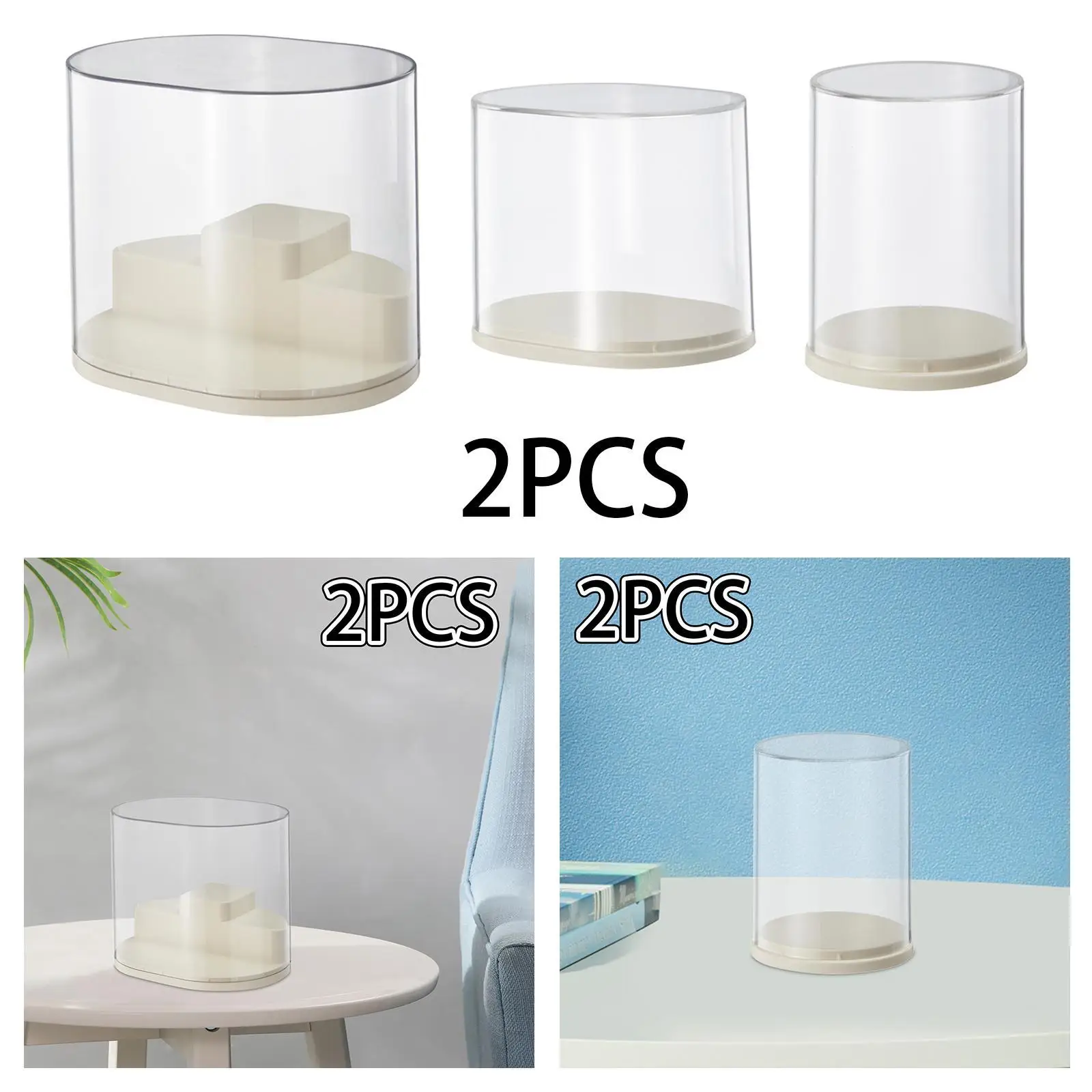 2Pcs Clear Display Case Figures Display Case for Car Perfume Minifigure