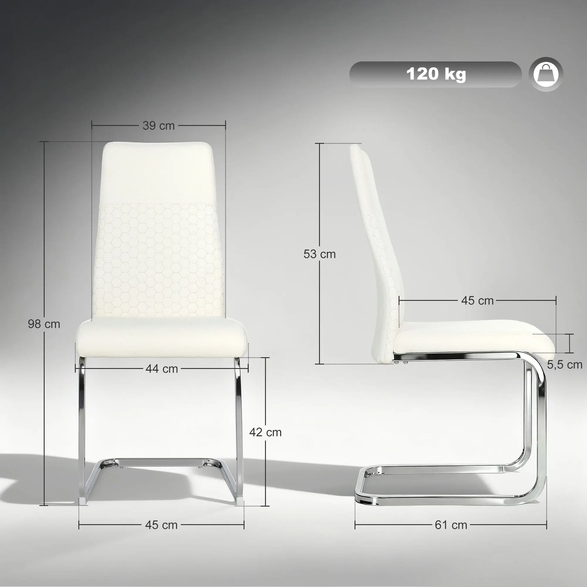 HOMCOM Juego de 4 Sillas de Comedor, Sillas de Cocina con Asiento y Respaldo Acolchado, Tapizado en Terciopelo, Patas de Acero, para Oficina, Conferencia, Sala de Estar, Crema - imagen 5