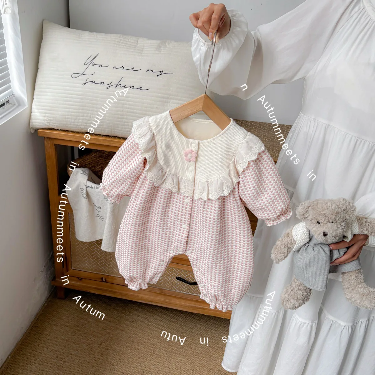 Pelele para recién nacido, ropa de otoño de manga larga de una pieza para niño pequeño, mono rosa, ropa informal