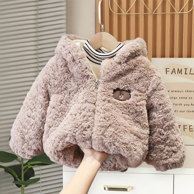 Abrigo de invierno con capucha para niño – Diseño oso - imagen 5