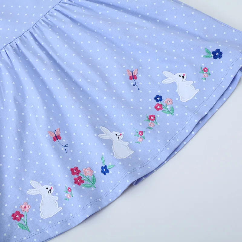 Vestido para niños de 2 a 7 años, vestidos de princesa informales bordados a la moda tejidos de algodón de manga corta para niñas, ropa de verano para niños - imagen 4