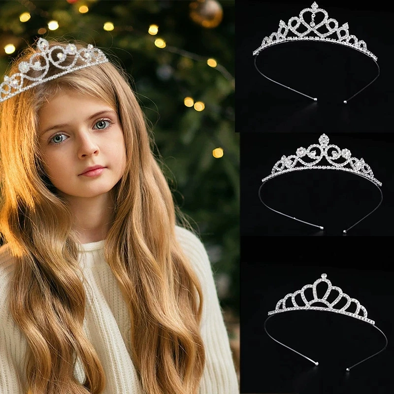 Corona de princesa para niños, Tiara de cristal, accesorios para el cabello para niñas, atmósfera de alta gama, actuación de baile, corona de regalo de cumpleaños