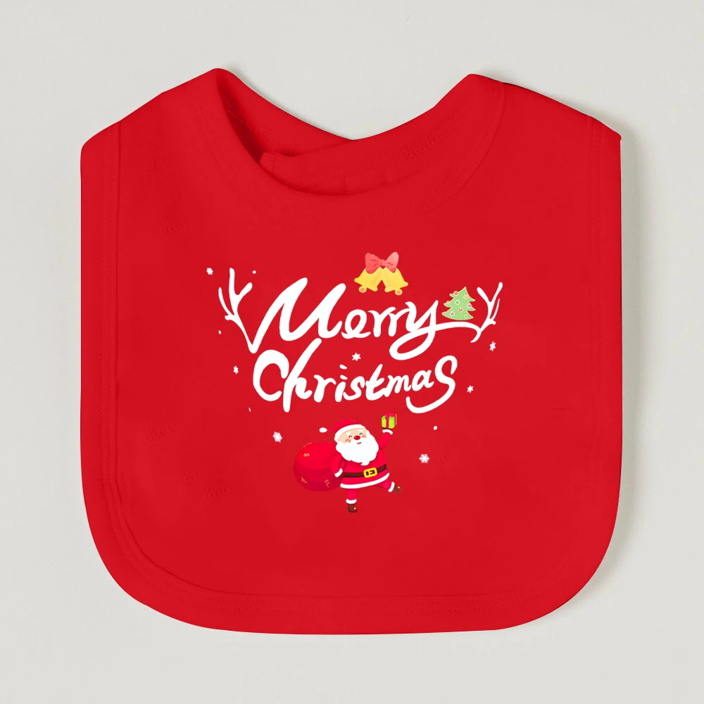 Babero navideño de algodón con muñeco nevado y Papá Noel para bebé - imagen 4