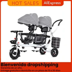 Triciclo doble multifuncional con asiento giratorio plegable para bebé
