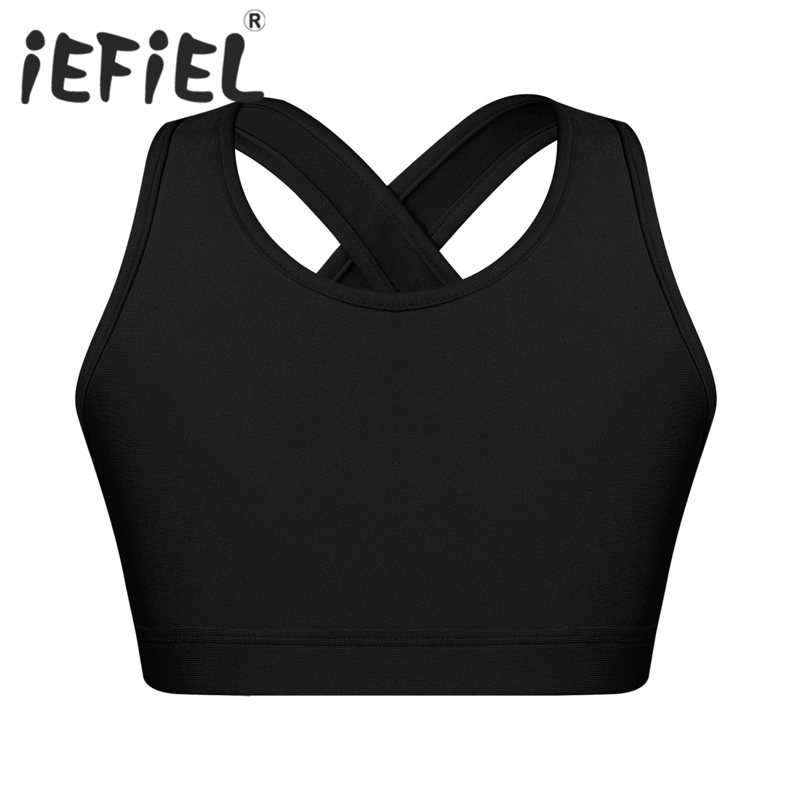 Tops con sujetador de clase de Ballet para niñas, Top corto con tirantes y cuello en U para entrenamiento de baile de Ballet, Ropa de baile puesta en escena