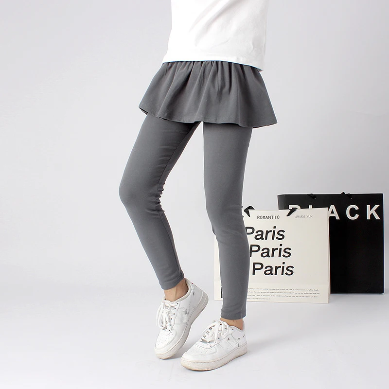 2026 nueva llegada de algodón flaco niños grandes falda para niñas Leggings alto elástico sólido primavera adolescentes pantalones de Yoga para 110-160cm - imagen 3