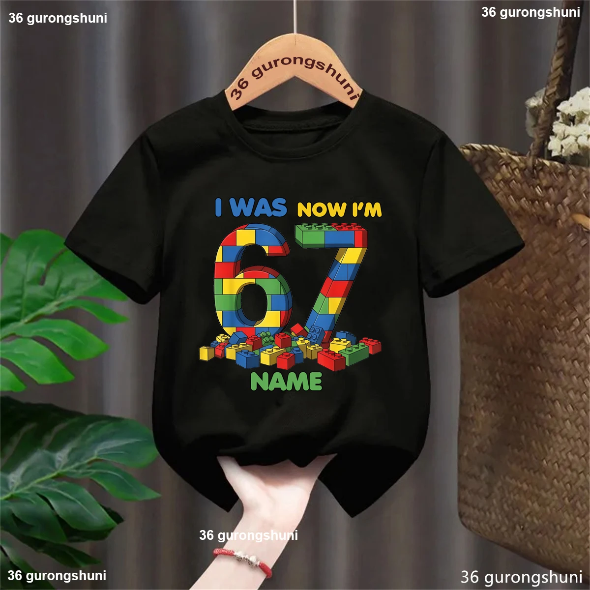 Camiseta cumpleaños nombre personalizado bloques construcción - imagen 3