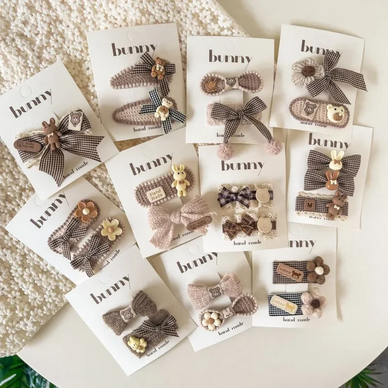 Pinza de pelo para niña pequeña, pasador de pelo con lazo de princesa dulce, de dibujos animados, para otoño e invierno, 2 piezas