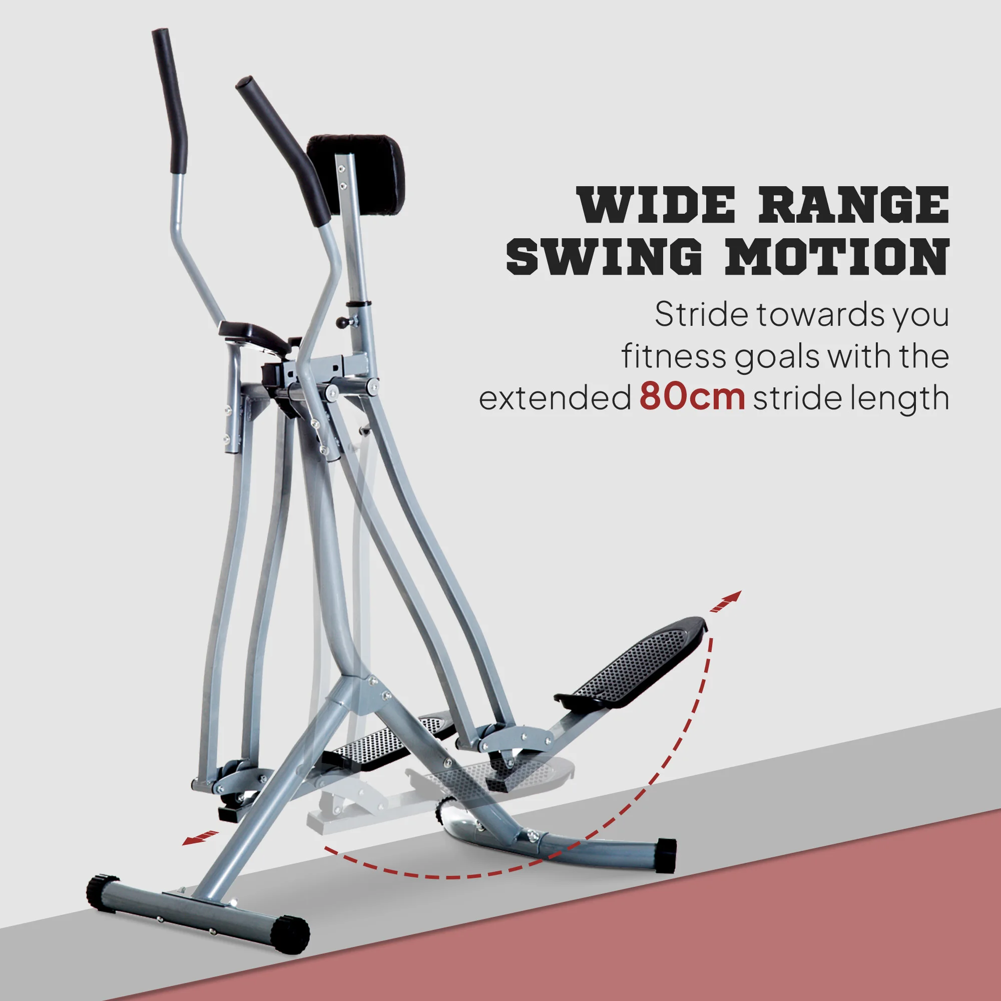 HOMCOM Bicicleta Elíptica Máquina de Step Ajustable con Pantalla Carga 110 kg Air Walker para Entrenamiento Cintura Caderas Piernas en Casa Oficina 96x60x152 cm Gris - imagen 4