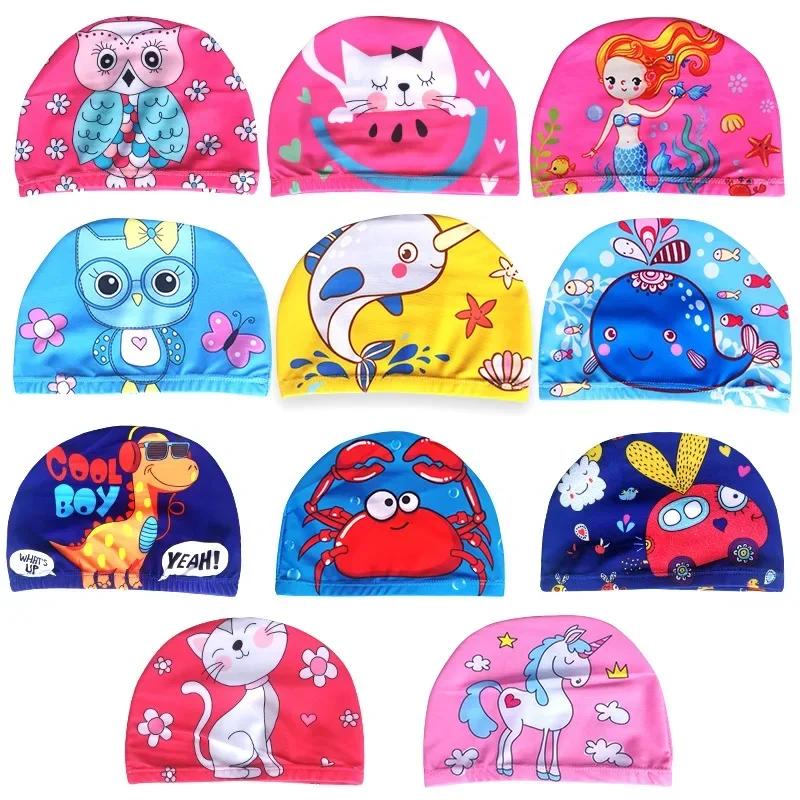 Cute Cartoon Swimming Cap Ear Protection Boys Girls Children Kids Swimming Caps PU Waterproof  Lovely Swim Pool Hat Sun Hats 1pc - imagen 2