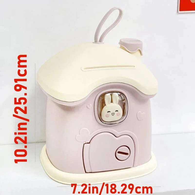 Piggy Bank for Kids with Keys Girls Money Saving Bank with 3D DIY Cartoon Sticker Mushroom Piggy Money Coin Bank Gift for Boy - imagen 3
