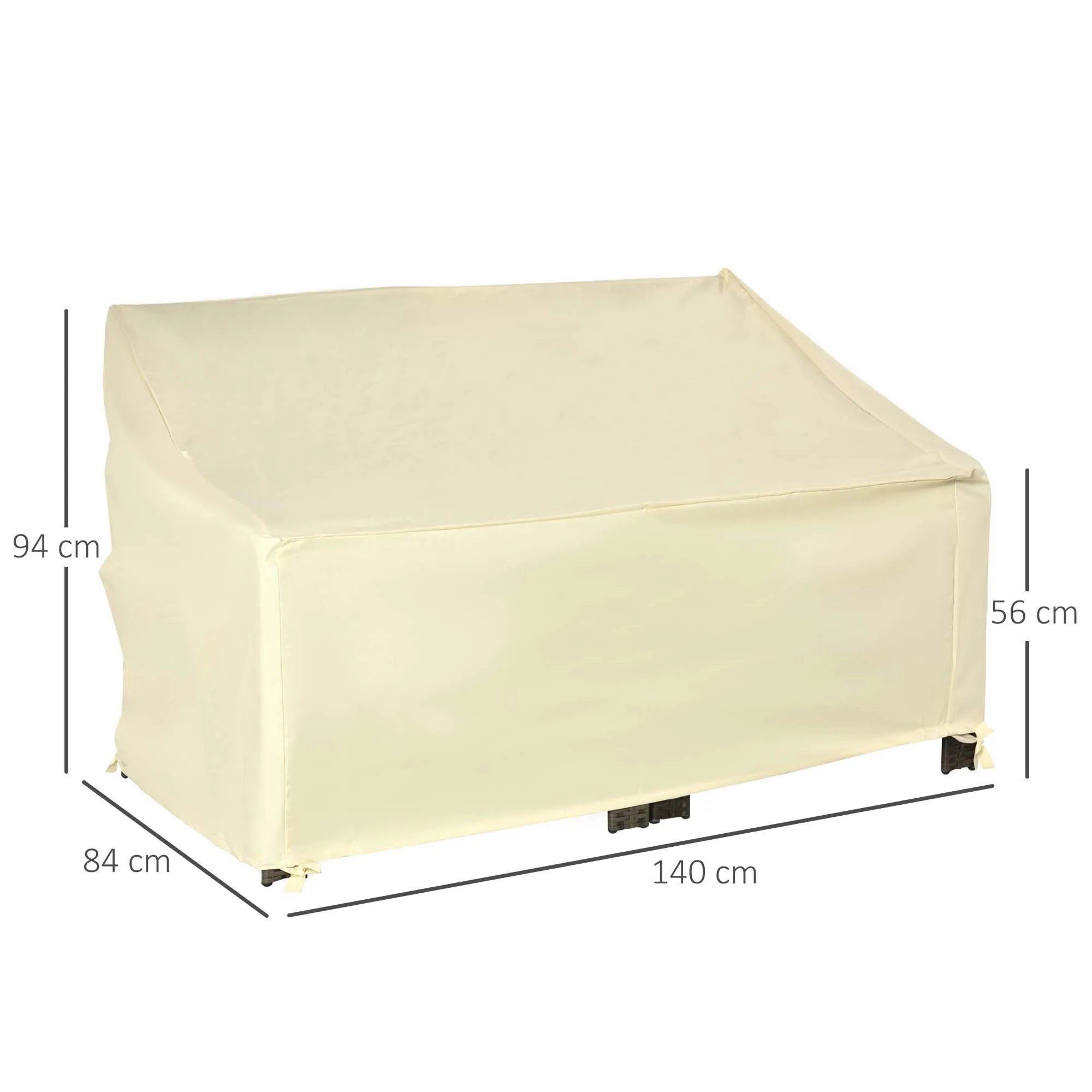 Outsunny Funda Protectora para Banco de 2 Plazas 140x84x56/94 cm Cubierta de Muebles Exterior Tela Oxford 600D con Recubrimiento Impermeable para Jardín Patio Terraza Crema - imagen 3