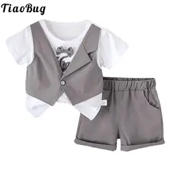 Conjunto de niño para fiesta con camisa falsa y pantalón corto