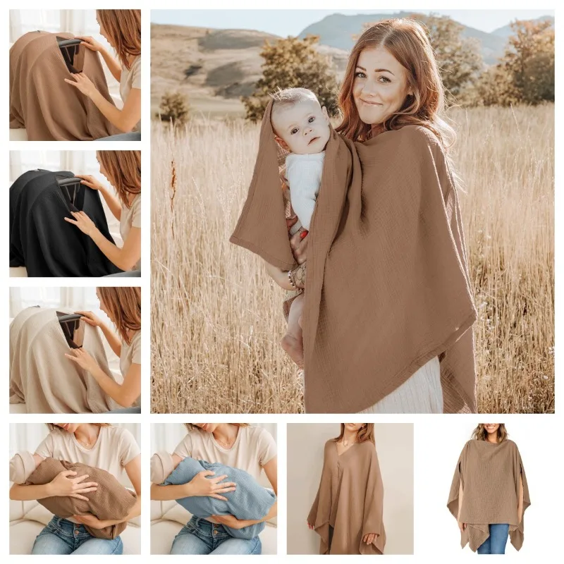 Manta de lactancia para recién nacido, cubierta de lactancia para mujer, bufanda, chal con Poncho de privacidad, manta para cochecito de asiento de coche de bebé