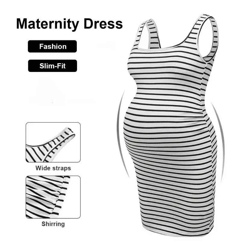 Vestido maternity de rayas para embarazadas – Algodón verano