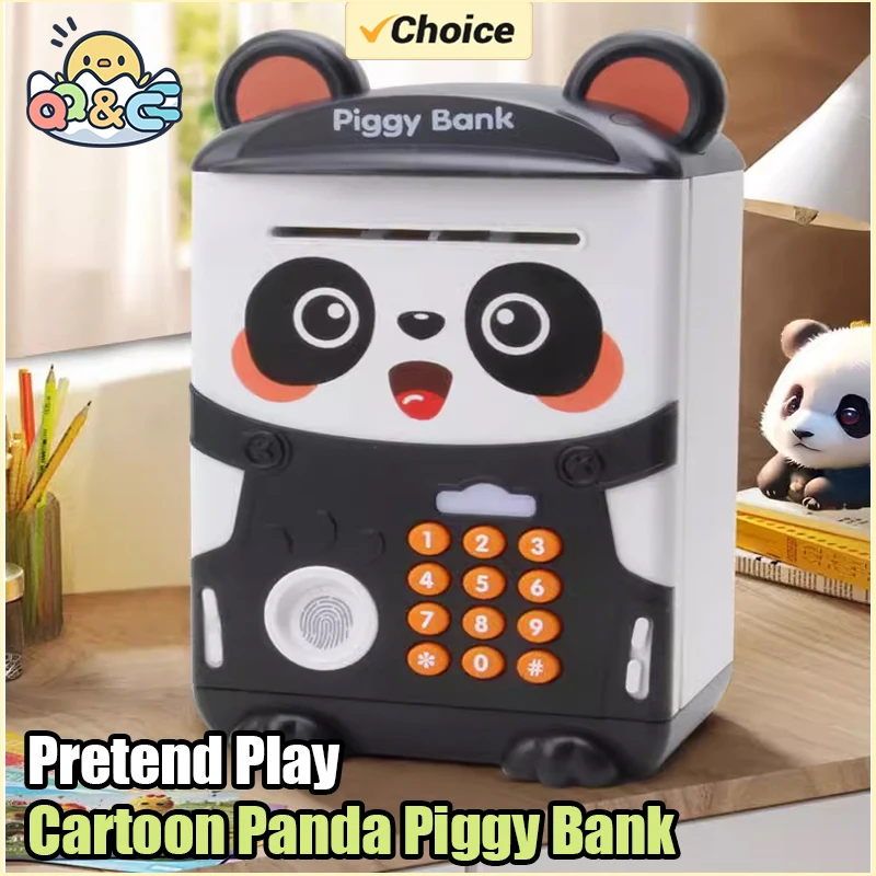 Alcancía eléctrica Kawaii Panda, caja de dinero con contraseña, bancos de huellas dactilares para ahorrar dinero en efectivo, juguete para niños, regalos de cumpleaños y Navidad