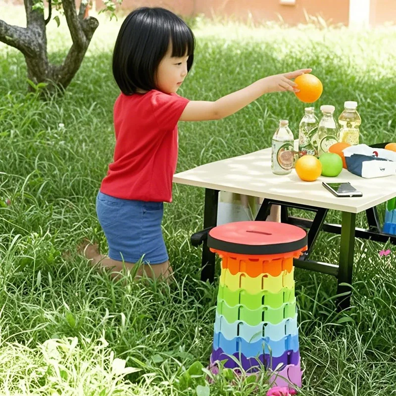 Taburete telescópico plegable portátil, silla para hacer cola de metro de plástico ligero, silla para acampar al aire libre, asiento de pesca con bolsa de transporte - imagen 3