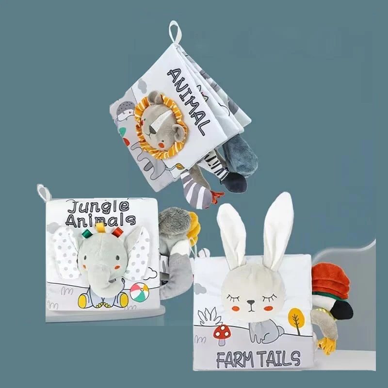 Libro de tela de animales para bebé, juguetes educativos de aprendizaje suave para el desarrollo de bebés, libros sensoriales montessori, juguetes para bebés de 0 a 12 meses - imagen 3