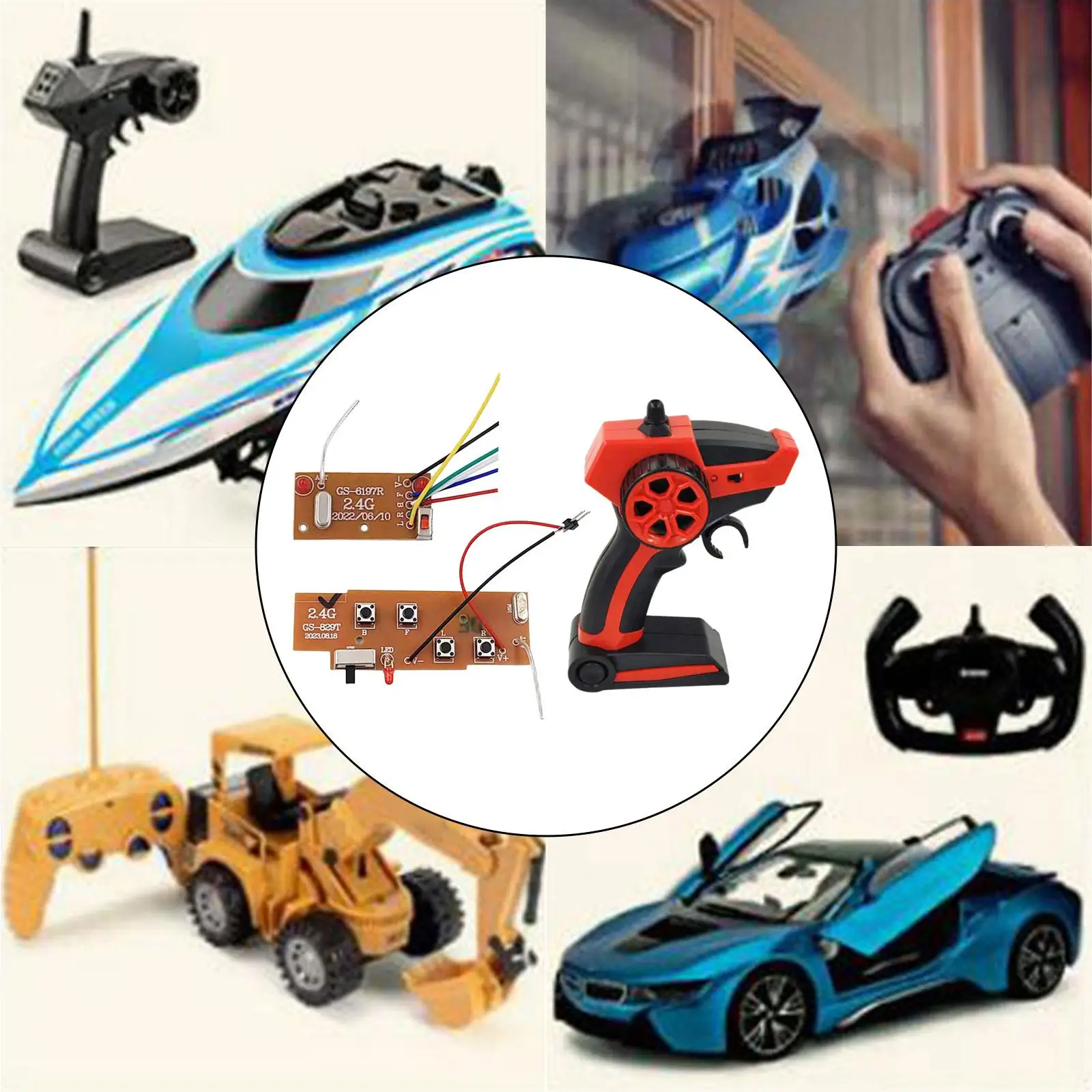 4 Ways Replacement Controller Transmitter DIY Accs Remote Control Transmitter with Receiver for Ship Vehicles Tank RC Car Boats