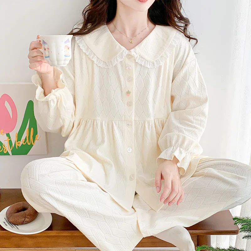 Otoño Invierno grueso algodón acolchado maternidad enfermería conjuntos de ropa de dormir dulce pijamas trajes ropa embarazo dormir ropa de salón en casa - imagen 5