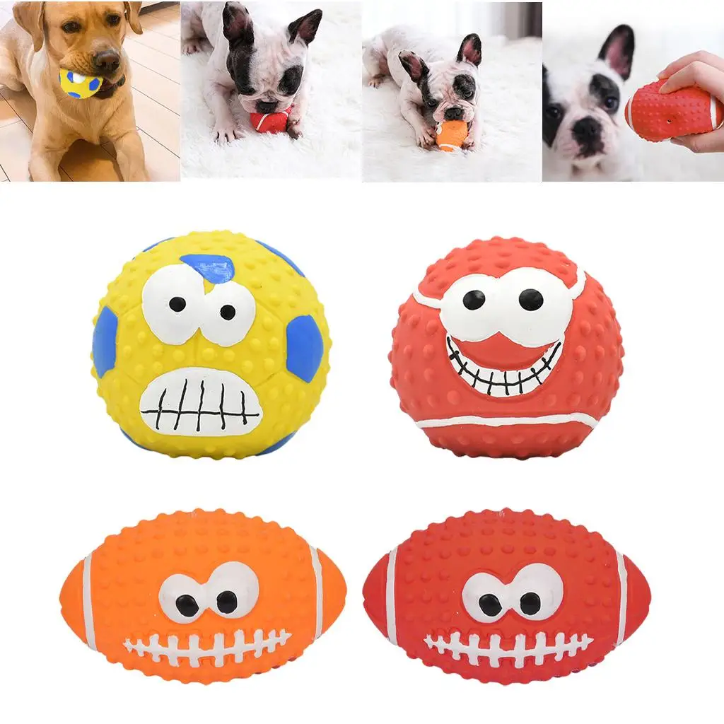Juguete para masticar perros con pelota chirriante de goma - imagen 3