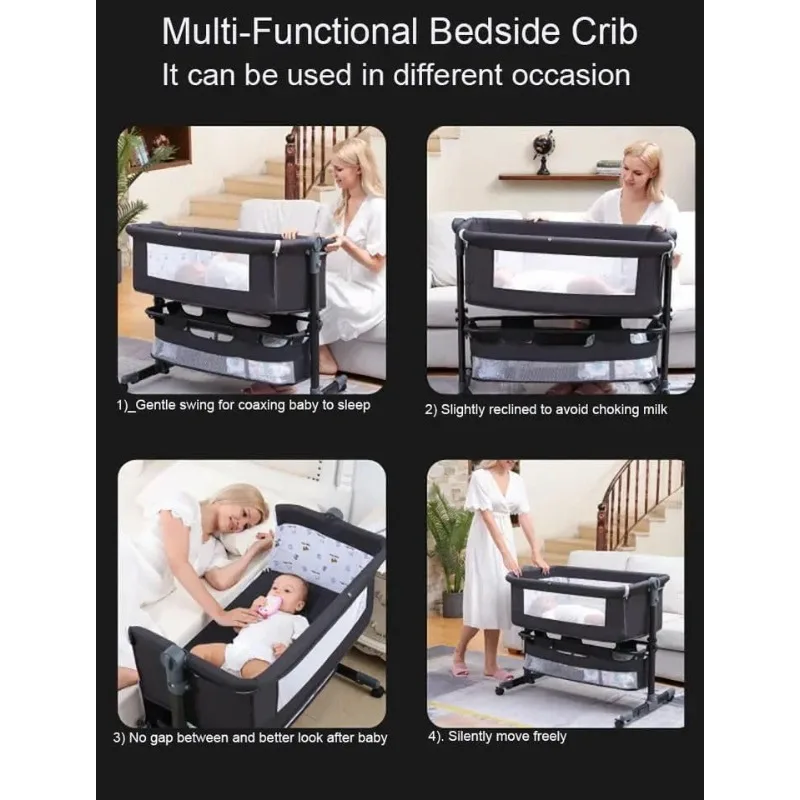 Cuna portátil convertible con ruedas para bebé - imagen 2
