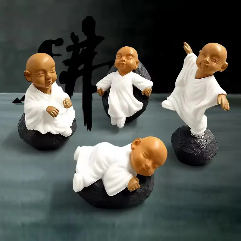 Figura decorativa monje Kong Fu - Resina para jardín de hadas - imagen 4