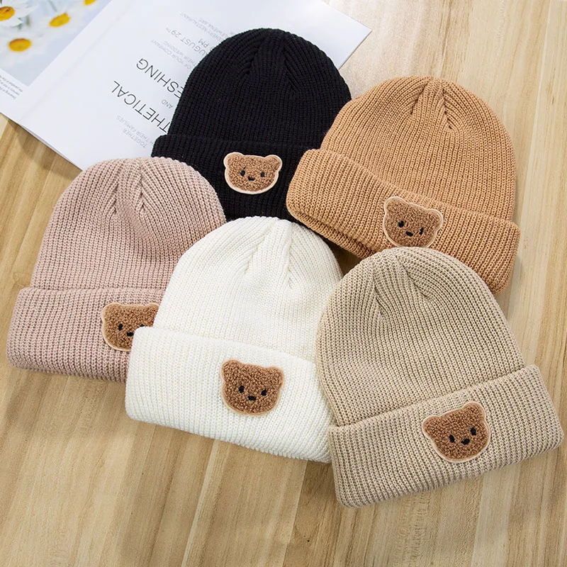 Gorro de punto para niños de invierno, gorro con capucha para niñas de oso bonito de 2 a 8T, versión coreana, gorro para niños en 6 colores - imagen 4
