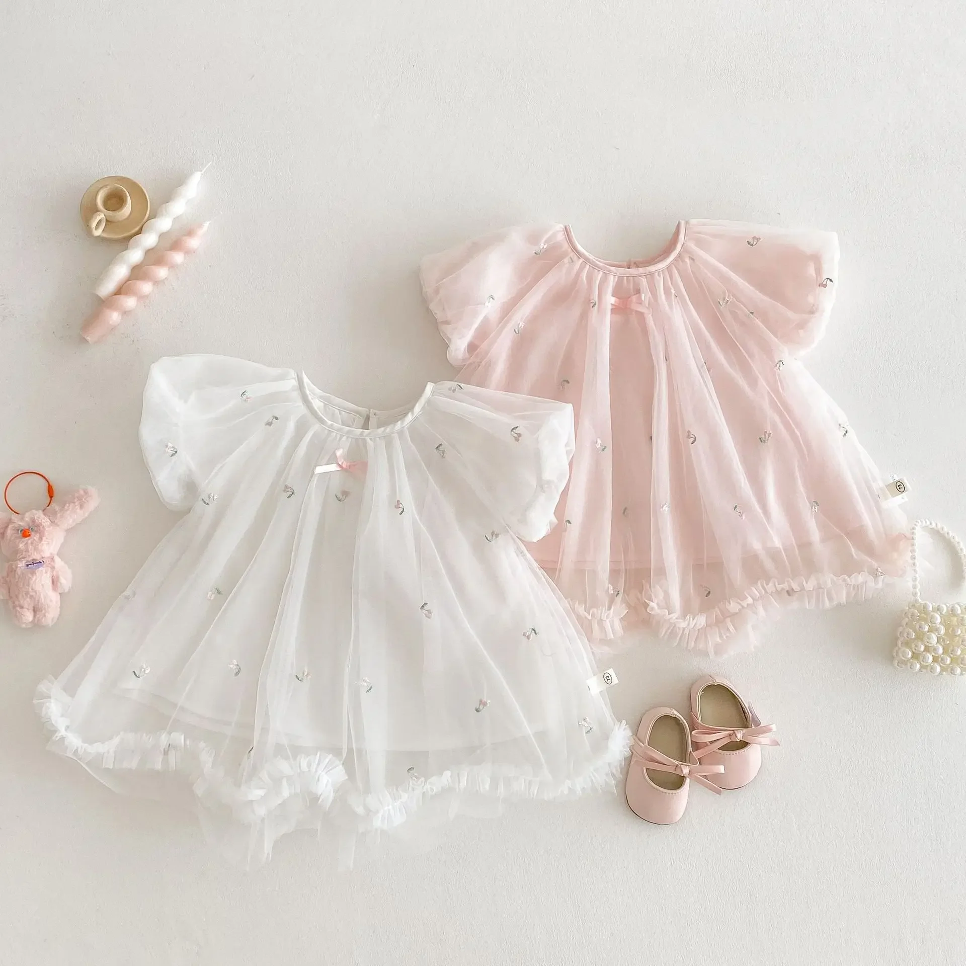 MILANCEL Vestido princesa tul bordado cumpleaños para niña – Verano